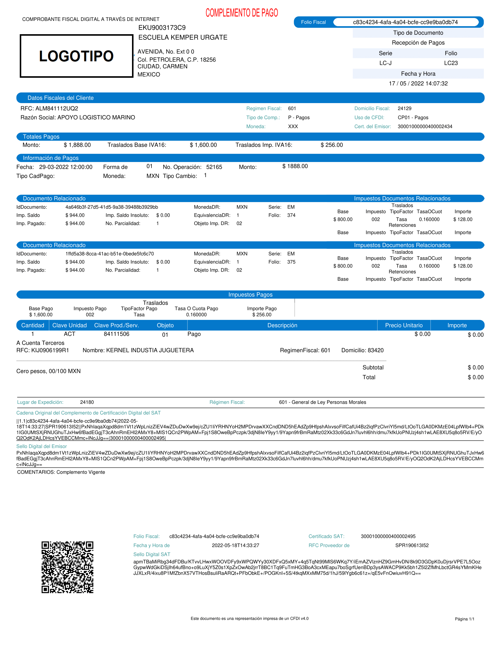 plantilla recepción de pagos