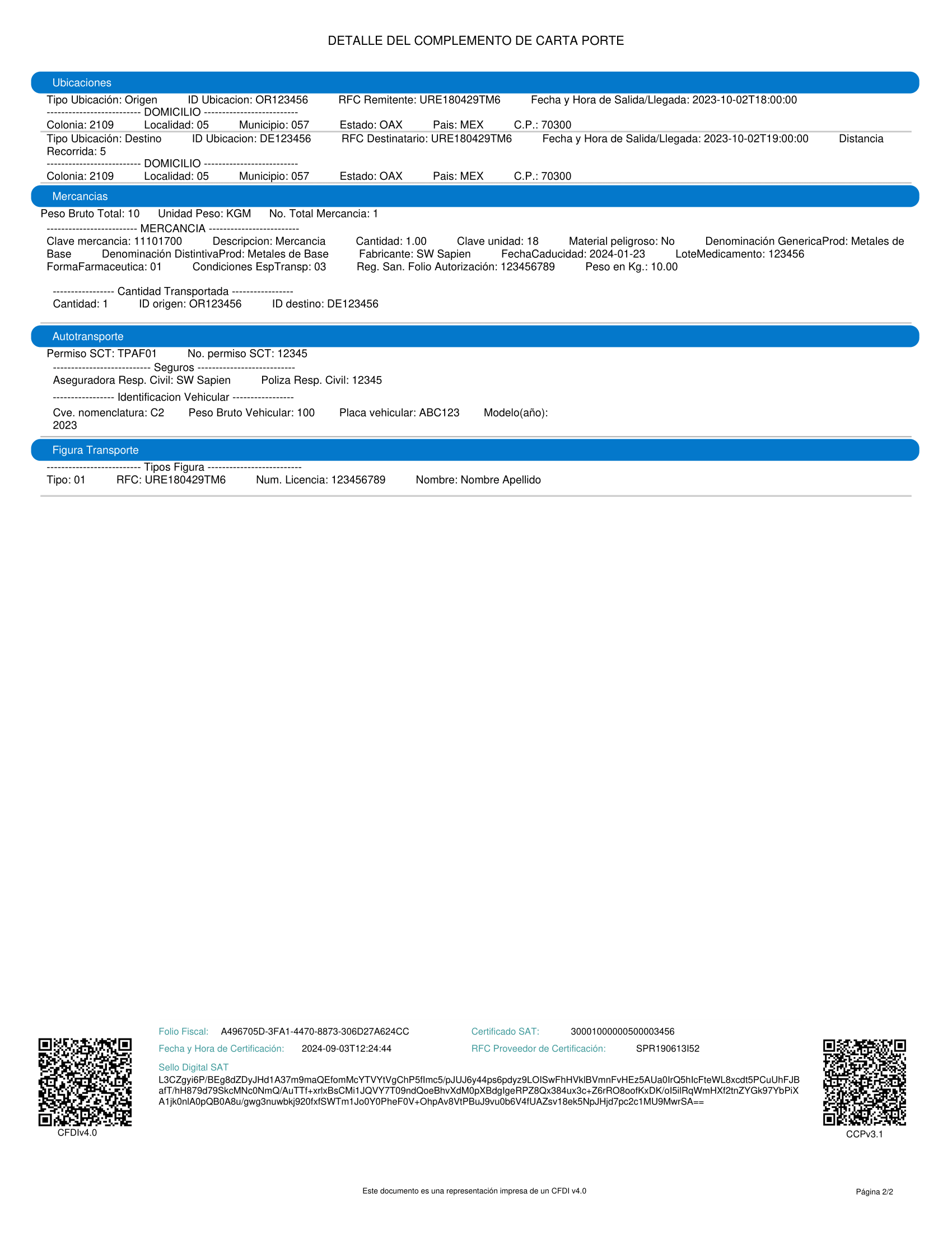 plantilla carta porte con complemento