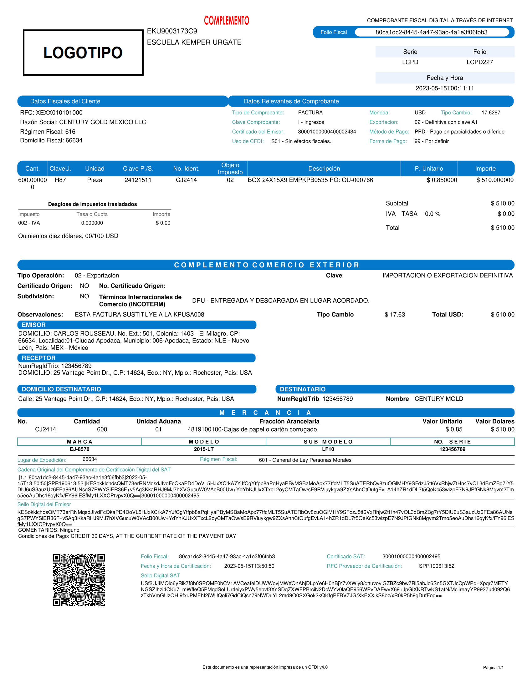plantilla comercio exterior